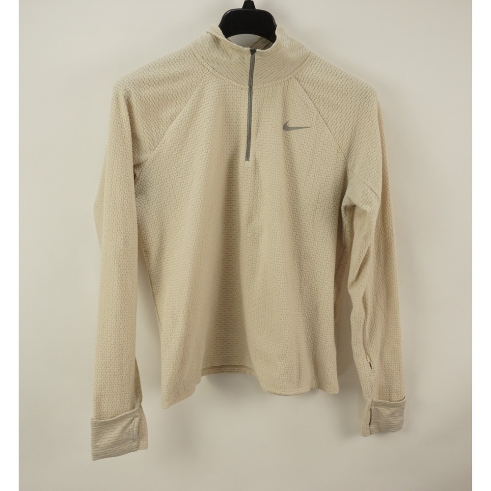 Nike Sphere Half Zip‎ Running Pullover Women's Large Textured Ivory Fleece Top
